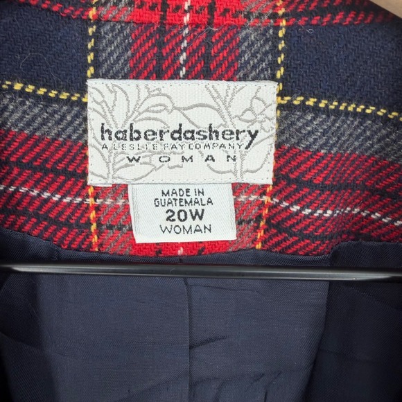 VTG 90s Tartan Plaid Blazer Womens 20W Red Navy Academia Preppy Jacket 
Wool - Picture 4 of 10